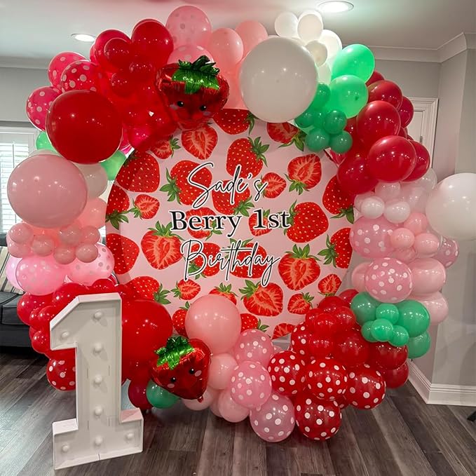 HILAVO Red and Pink Balloons Strawberry Hot Pastel Light Pink Rose Red Latex Balloons Polka Dot Party Helium Balloon for Sweet Girl Berry Baby Shower Birthday Valentines Day Summer Party Decorations
