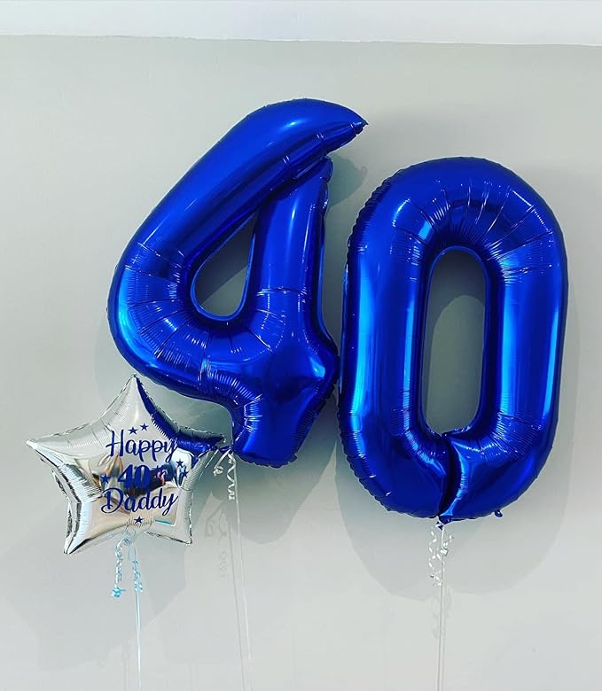 40 Inch Navy Blue 40 Number Balloons Giant Jumbo Huge 40 Foil Mylar Helium Number Digital Balloons Dark Blue Birthday Mylar Digital Balloons 40th Birthday Party 40th Anniversary Events Party