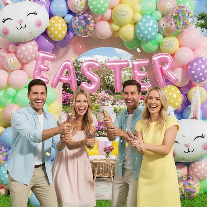 Pastel Balloon Garland Kit 168Pcs, Pastel Rainbow Balloon Arch Kit with Bunny Foil, Spring Colorful Balloon for Spring Easter Baby Shower Birthday Party Decorations