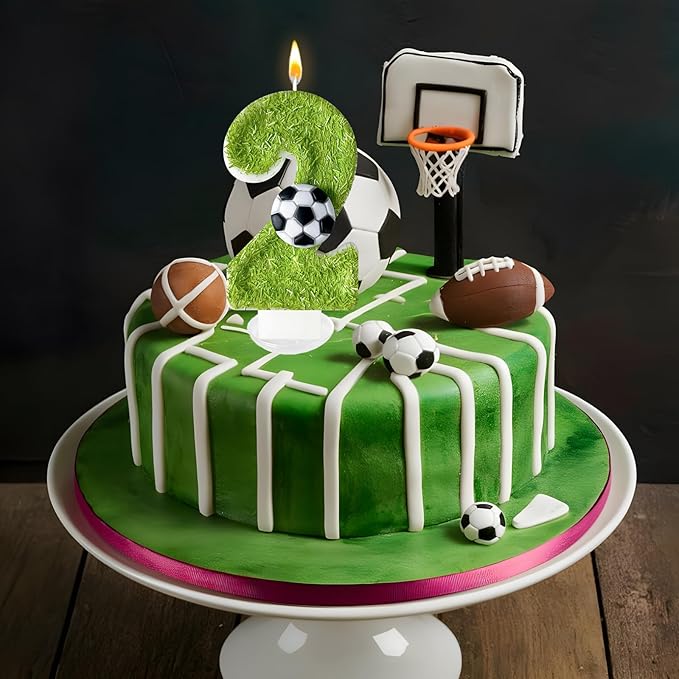 2nd Birthday Candles，Soccer Birthday Decorations，Suitable for Girl and boy Cake Toppers, Wedding Cakes, Anniversaries, Party Celebrations, Birthday Decorations