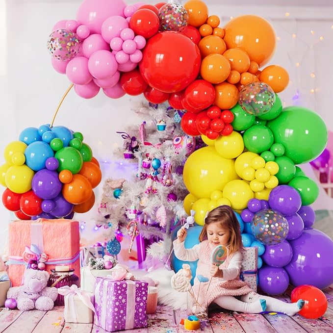 162 Pcs Colorful Rainbow Balloons Arch Kit, Diffrent Size Rainbow Balloon Garland, Globos De Colores for Party Decoration Birthday Party Supplies.