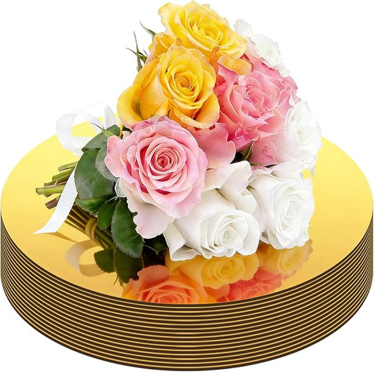 16Pack Pack Round Mirror Centerpieces for Tables, No Glass Acrylic Gold Circle Mirror Tray Candle Plates Mirror Tiles for Wedding Birthday Graduation Party Table Centerpieces Decorations (10inch/25cm)