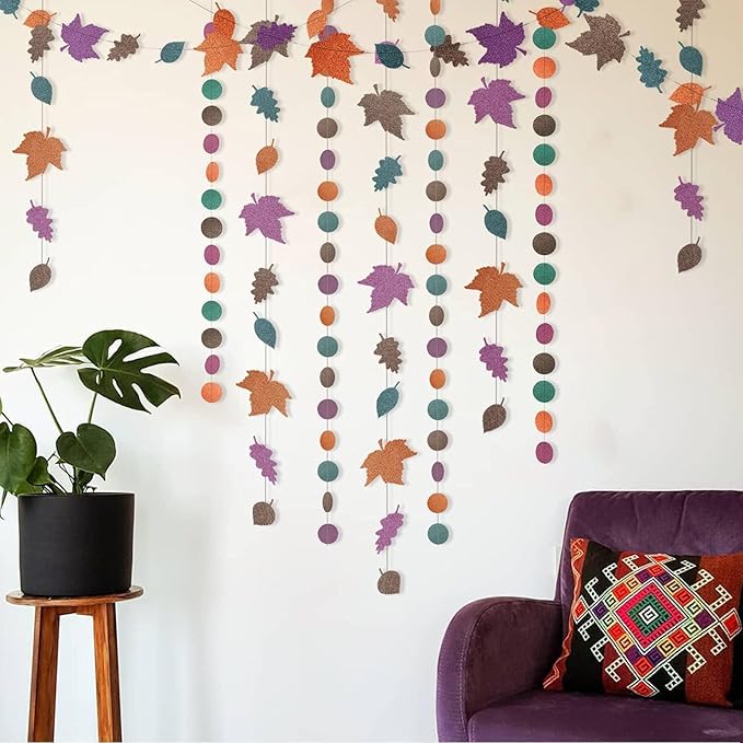 Cheerland Fall Leaf Party Decorations Thanksgiving Garland Backdrop Maple Leaves for Autumn Weddings Woodland Baby Shower Fall Birthday and Harvest Festival Hanging Decor Office Party Supplies