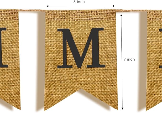 Pre-Printed Banner Kit – 97 BURLAP Flags with BLACK Letters, Numbers & Symbols, Reusable DIY Custom Banner, Make Your Own Personalized Party Banner, Faux Burlap, Includes Twine & 2 Needles