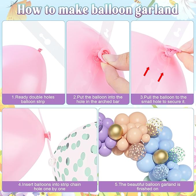 Amandir 164PCS Pastel Balloon Garland Kit, Rainbow Easter Unicorn Balloon Arch, Colorful Gold Confetti Balloons Pastel Easter Spring Baby Shower Wedding Ice Cream Mermaid Party Decorations Supplies