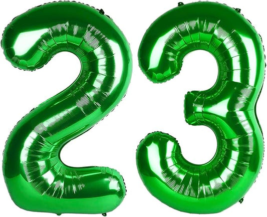 40 Inch Number 23 Balloons, Big Foil 23th Birthday Balloons Decorations for Women, Dark Green Number Balloon for 2 3 23 32 Wedding Memorial Day's Graduation Supplies
