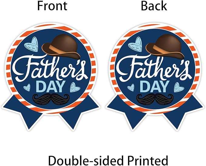 Happy Father's Day Party Vase & Tabletop Decor Cut-Out Cards - Happy Father's Day Double-Sided Printed Table Centerpieces - Father's Day Themed Party Essential Decorations (Set of 12 Pieces)