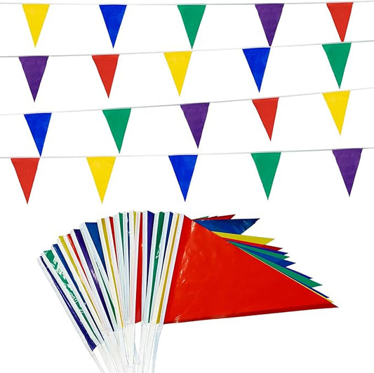 GREATRIL Pennant Banner 80 Flags Waterproof Triangle Banner for Outdoor School Graduation Anniversary Prom Holidays Decorations 4 Strings