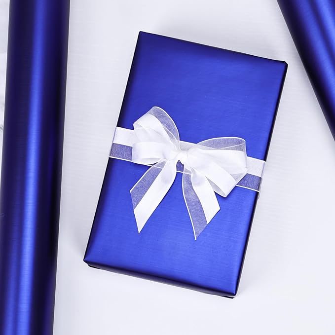 NESCCI Matte Metal Blue Wrapping Paper, Solid Color Paper,Gift Wrapping Paper,Perfect for Wedding,Valentine's Day,Birthday, Christmas,Baby Shower,DIY Bouquet (17 Inches X 32.8 Feet)