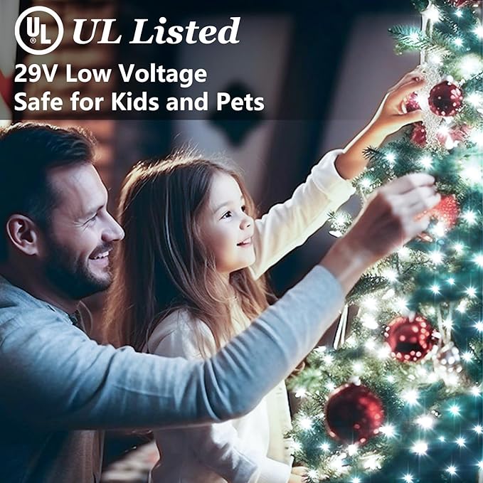 750 LED 240FT Christmas String Lights Outdoor with 12 Lighting Modes, Green Wire Christmas Lights with Timer & Dimmable, Waterproof Plug in Fairy Lights for Room Party Home Patio Xmas, Cool White