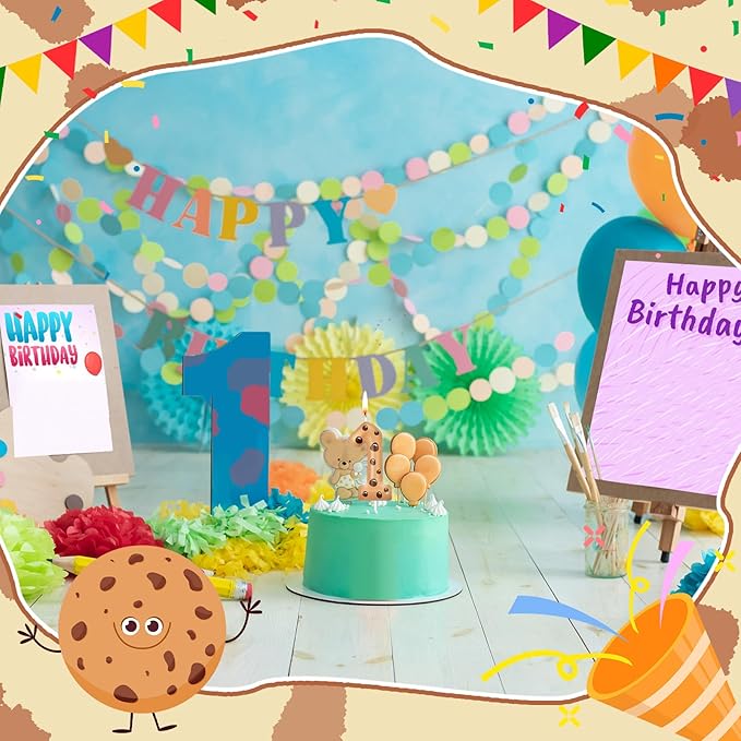 MTLEE Number Birthday Candle Monster Theme Candles Cookies Cake Topper for Girl Boy Cartoon Birthday Party Cake Decorations Supplies(Orange,Number 1)