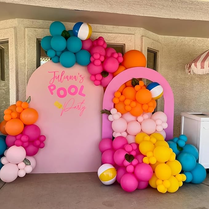 Hot Pink Blue Yellow Orange Balloons Tropical Balloon Hawaiian Party Decorations 12inch for Kids Summer Flamingo Theme Pool Birthday Peacock Blue Pink Yellow Orange Latex Helium Balloon for Arch