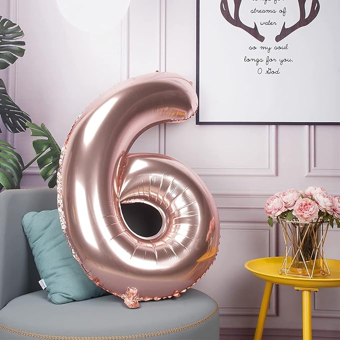 Rose Gold 16 Number Balloons Big Giant Jumbo Large Number 16 Foil Mylar Balloons for Girl Boy Men Sweet 16th Birthday Party Supplies 16 Anniversary Events Decorations-40 inch