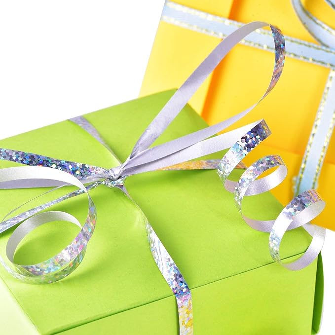 BEISHIDA 500 Yards Silver Ribbon Curling Crimped, Balloon String Shiny Metallic Roll for Gift Wrapping Ribbon for Birthday Party Festival Art Craft Decor Florist Flowers Decoration