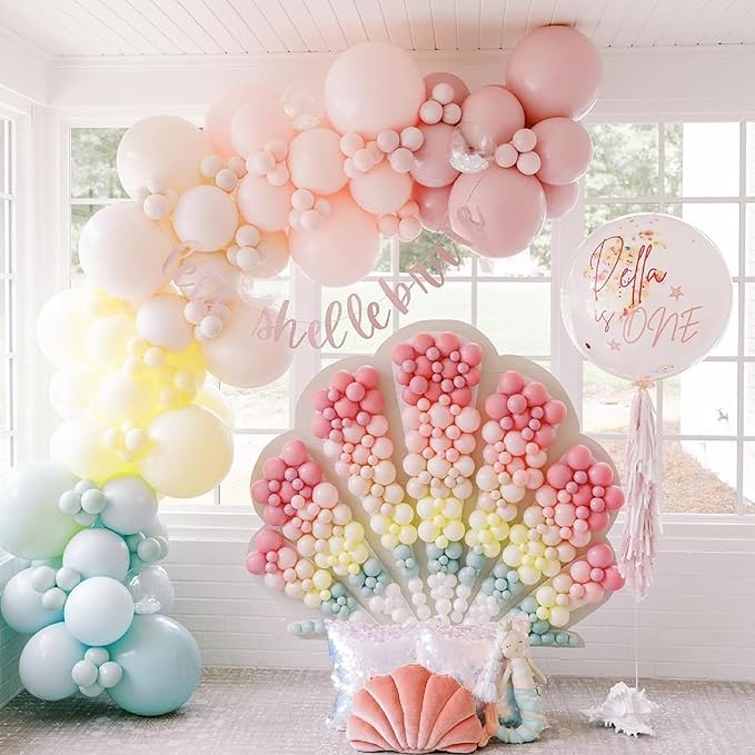 Pastel Balloons, 60 PCS Pastel Easter Balloons, 12 Inch Macaron Pink Blue Purple Green Yellow Orange Color Balloon Gold Confetti for Birthday Baby Shower Wedding Pastel Easter Party Decorations