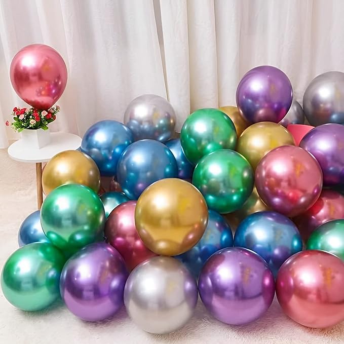 Voircoloria 105pcs Metallic Balloons 12inch Chrome Party Balloons for Boys Girls Birthday Baby Shower Gender Reveal Wedding Decorations