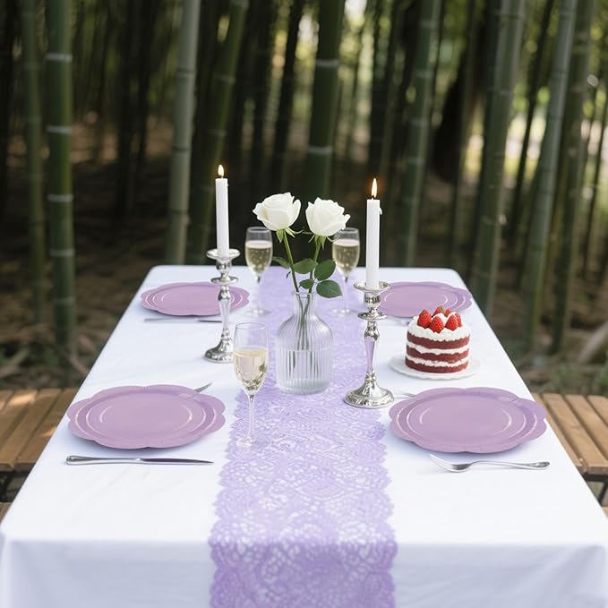 30 Pack Light Purple Paper Plates 9 Inch, Disposable Scalloped Plates Cake Dessert Plate for Dinner Baby Shower Wedding Bridal Shower Birthday Party Supplies (Light Purple, 9 inch)