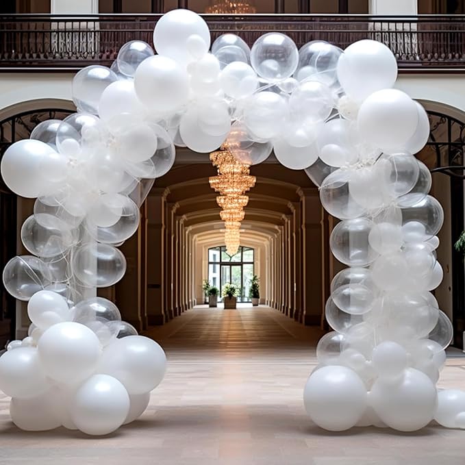 RUBFAC 135pcs Clear Balloons, Latex Transparent Balloon Different Sizes 18 12 10 5 Inch for Garland Arch Birthday Party Baby Shower Wedding Decoration