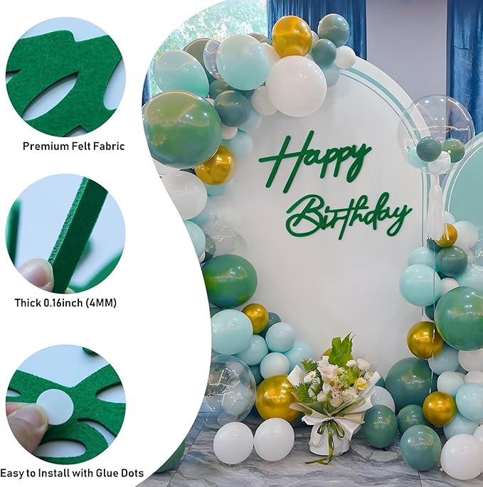 Green Happy Birthday Sign for Backdrop - Felt Happy Birthday Letters for Balloon Arch Party Wall Decor Large Sign for Boys Girls Women Party Baby Shower Decorations