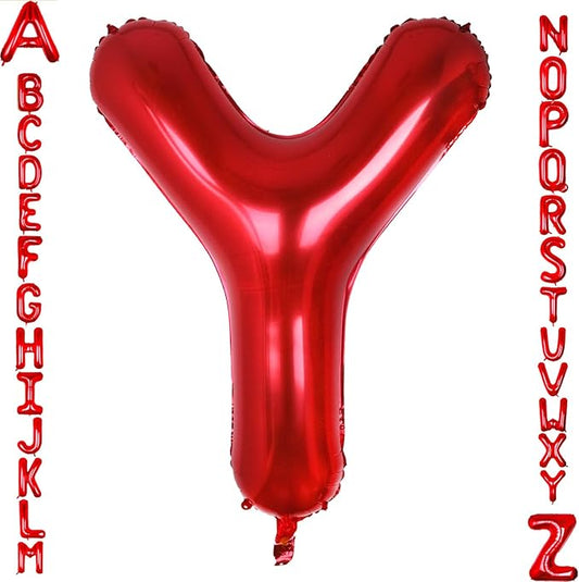 AULE red Letter Balloons Y 40Inch Large Giant big Foil Mylar red Y Balloon for Birthday Aniversary Party Decorations