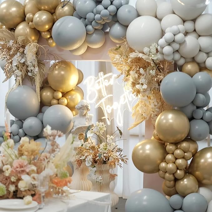Voircoloria 105pcs Light Gray Balloons 12inch Party Latex Balloons for Boys Girls Birthday Baby Shower Gender Reveal Wedding Sunflower Party Decorations