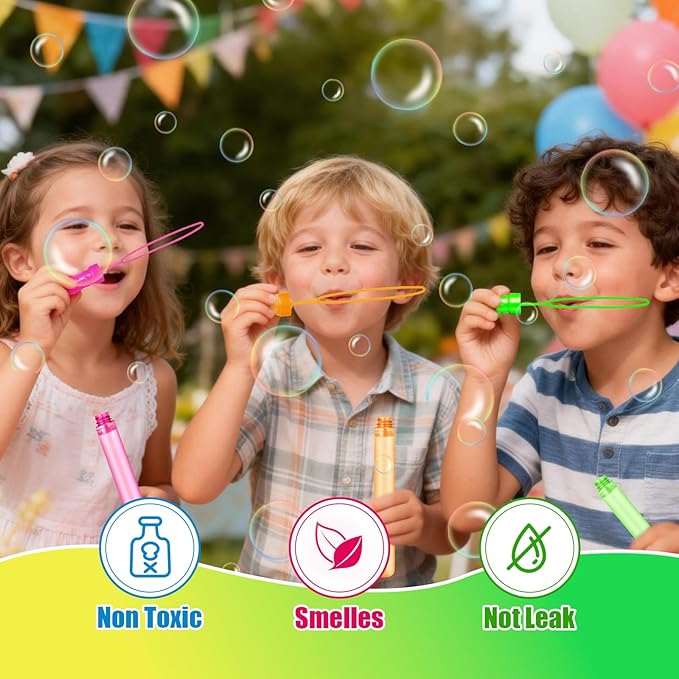 SpringFlower Bubble Wand, Bubble Wands Bulk, Bubble Party Favor Supply for Summer Indoor & Outdoor Activities, Bubble Solution Summer Toy in 6 Colors, Birthday,24 Pack