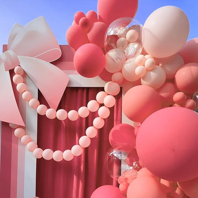 Voircoloria 105pcs Retro Hot Pink Balloons 12inch Party Latex Balloons for Boys Girls Birthday Baby Shower Gender Reveal Wedding Sunflower Party Decorations