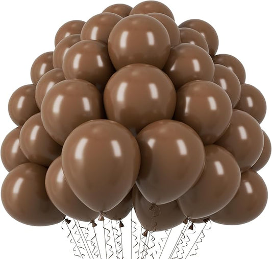 Voircoloria 110pcs Brown Balloons 12inch Brown Latex Party Balloons for Graduation, Bear Themed Party, Wedding, Birthday, Bridal Shower, Baby Shower, Anniversary Party Decorations