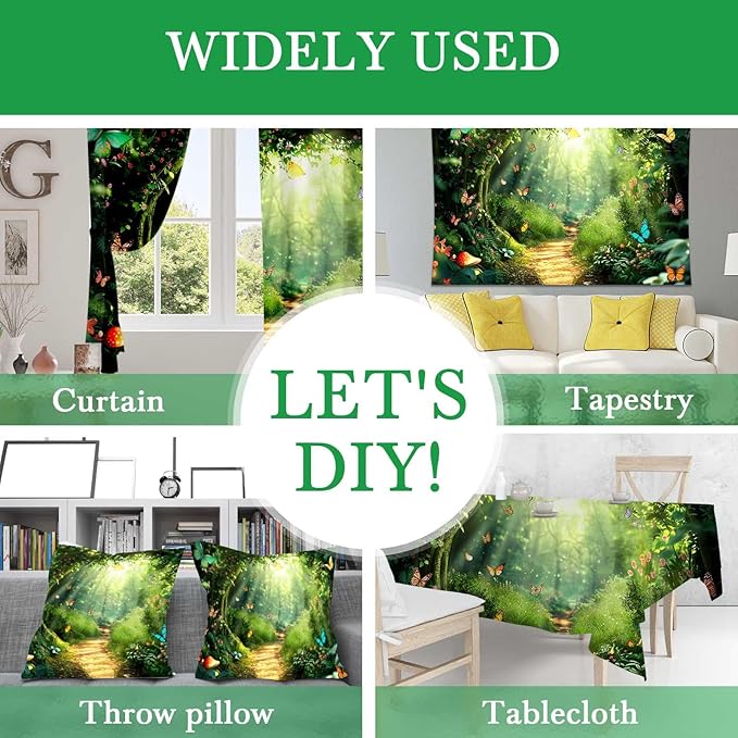 Mocsicka Enchanted Forest Banner Backdrop Fairy Magic Forest Party Decorations Banner Butterfly for Kids Girls Wonderland Background for Photography (Green, 120x96 inch)