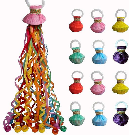 100 Pack Streamer Poppers, 6 Color Mix No Mess Confetti Poppers，Party Poppers No Mess Streamers Easy to Clean Handheld Streamer Cannon，Ideal for Celebrations and Events