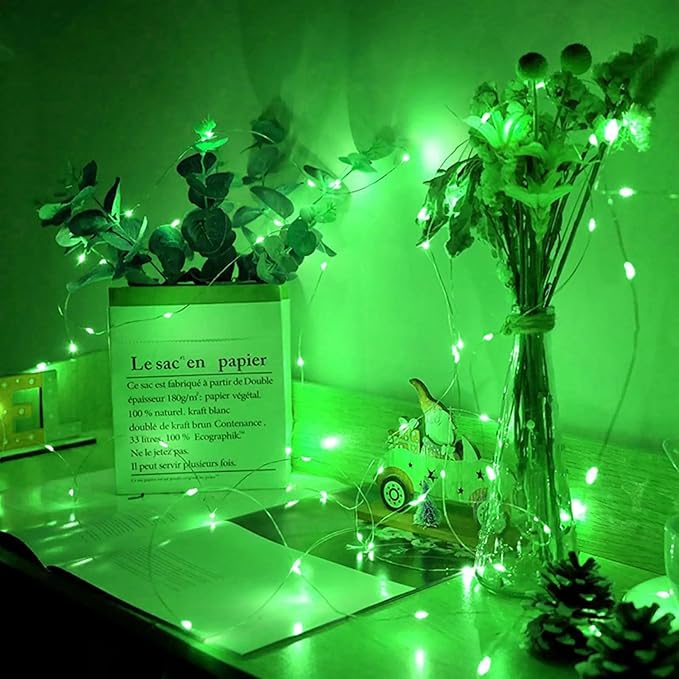 8 Pack Green Fairy Lights 7Ft 20 LED Twinkle String Lights 3 Modes Battery Operated Waterproof Firefly Starry for Mason Jar Table Centerpieces Halloween Christmas St. Patrick's Day