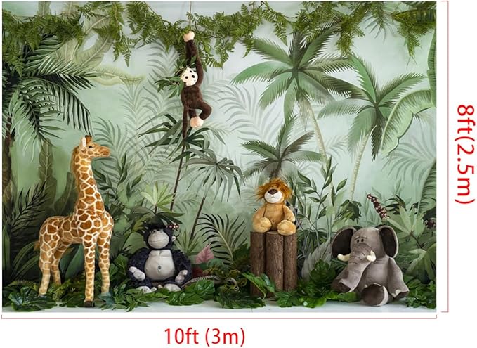 Kate 10x8ft Jungle Animal Backdrop Cartoon Forest Animals Photography Background Children Birthday Party Banner