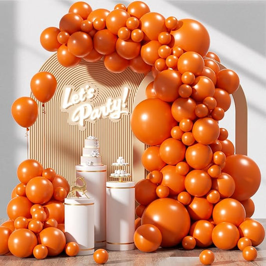 Awenztech 120pcs Orange Balloon Arch Kit, 18 12 10 5 inch Orange Latex Balloons Different Sizes Balloon Garland for Graduation Fall Tropical Birthday Party Decorations