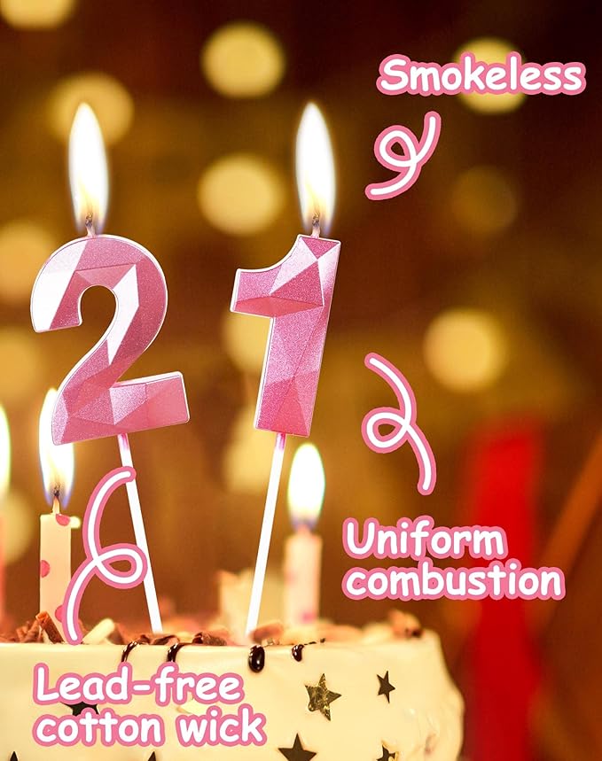 Number 16 Candles,16th Birthday Candles,Pink Happy Birthday Candle for Cake,3D Design Cake Topper Decorations for Girl Women Pet Birthday Party Wedding Anniversary Celebration Supplies