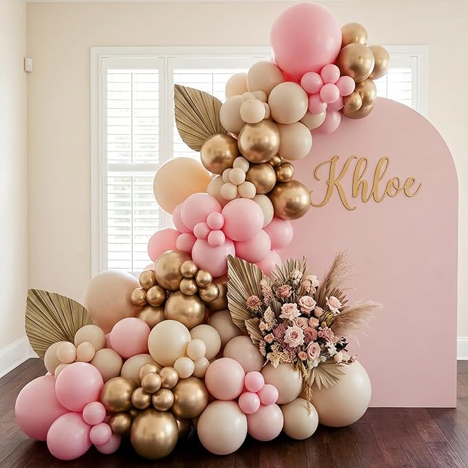 RUBFAC Pink Balloons 135pcs Light Pastel Pink Balloon Different Sizes 18 12 10 5 Inch for Garland Arch Birthday Party Baby Shower Gender Reveal Wedding Anniversary Easter Decoration