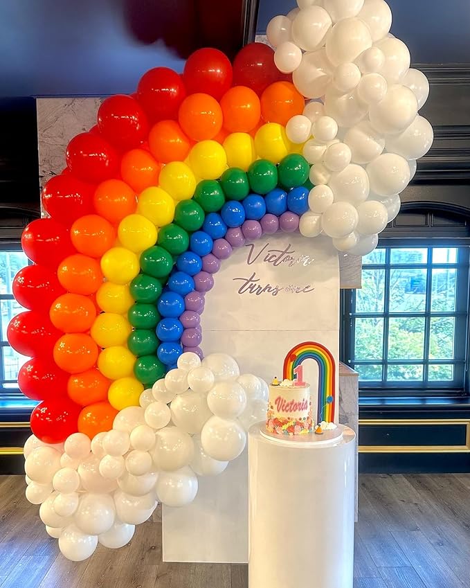 Rainbow Balloon Arch Kit - 211Pcs 8 Assorted Colors Balloon Garland Kit for Birthday Party Kids Baby Shower Wedding Anniversary Christmas Pride Rainbow Colorful Supplies Party Decorations