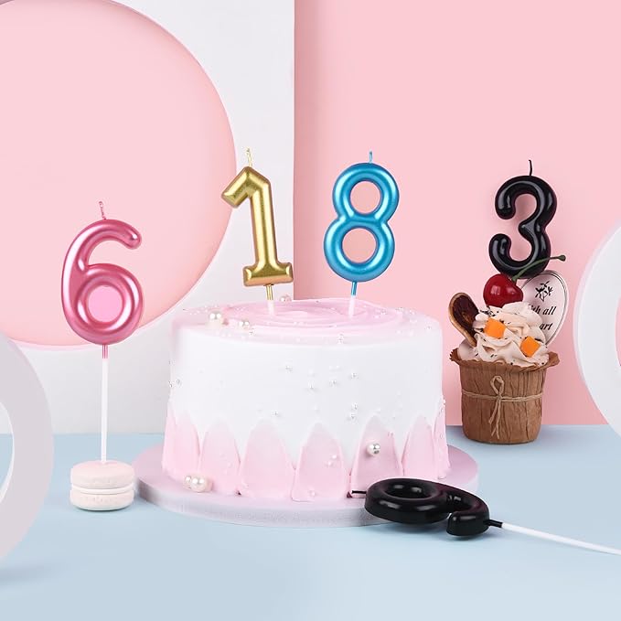 PHD Cake 2.76 inch Classical Pink 8 Number Birthday Candles for Party Celebration