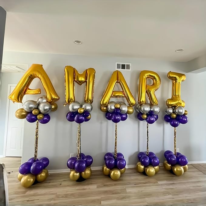 40 Inch Gold Alphabet Balloons - Large Self-Inflating Custom Letter N Decor for Name Words - Helium Foil for Men Birthday Party Anniversary Decorations Supplies