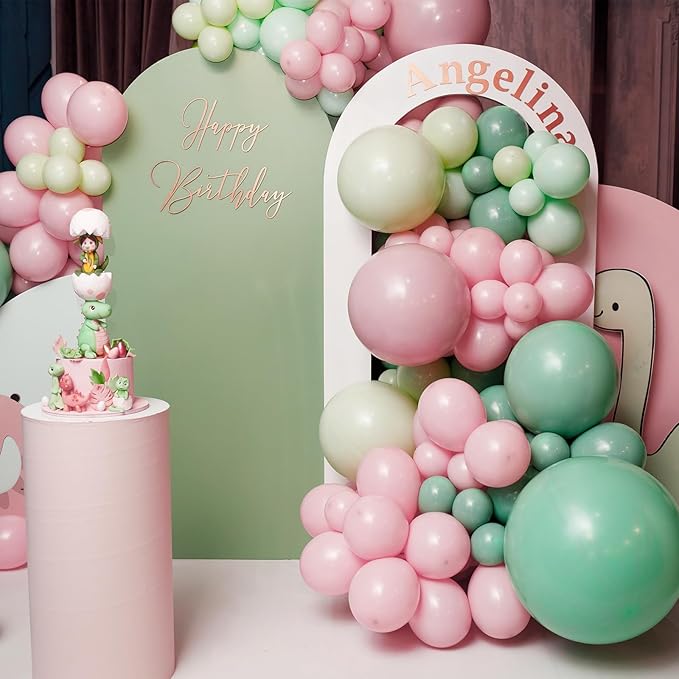 RUBFAC 135pcs Baby Pink Balloons Different Sizes 18 12 10 5 Inch for Garland Arch, Light Pastel Pink Latex Balloon for Wedding Birthday Party Baby Shower Gender Reveal Anniversary Decorations