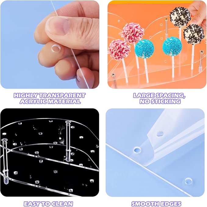 NiHome Cake Pop Stand Non Sticking Out, 24 Holes Acrylic Cake Pop Holder, Lollipop Cakepopsical Stand for Wedding Birthday Party Celebration, Heart Shaped