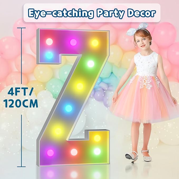 imprsv 4FT Colorful Marquee Letters Z, 18 Colors Large Light up Letters Alphabet Sign with Remote, Large Marry Me Sign, Birthday Party Decorations Anniversary Wedding Decoration