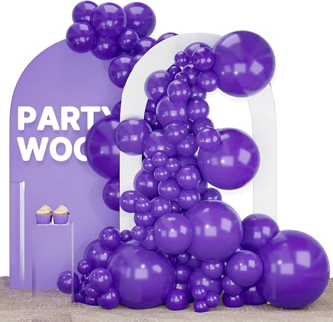 PartyWoo Dark Purple Balloons 140pcs Different Sizes of 18 12 10 5 Inch Royal Purple Latex Balloon Arch Kit for Birthday Baby Shower Graduation Anniversary Bachelorette Party Decorations Purple-Y16
