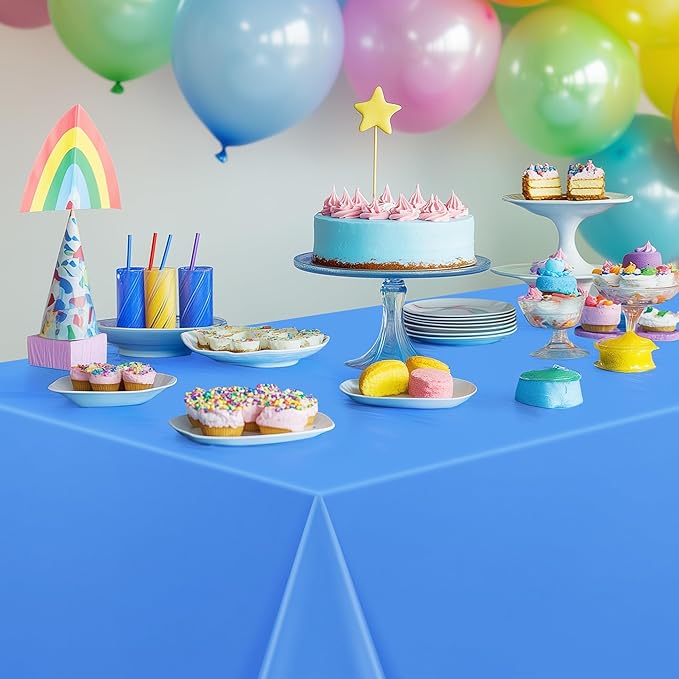 7 Pieces Rainbow Series Rectangle Tablecloth, 54x72" Solid Color Waterproof & Spillproof Disposable Plastic Table Cover, Durable Party Tablecloth for Dining, Buffet, Picnic, Outdoor Events