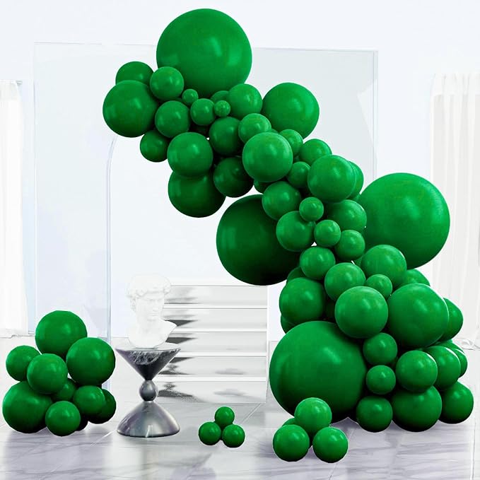 PartyWoo Dark Green Balloons 152pcs Different Sizes of 18 12 10 5 Inch Emerald Hunter Forest Green Balloon Arch Kit for Birthday Christmas Graduation Dinosaur Jungle Theme Party Decorations Green-Y56