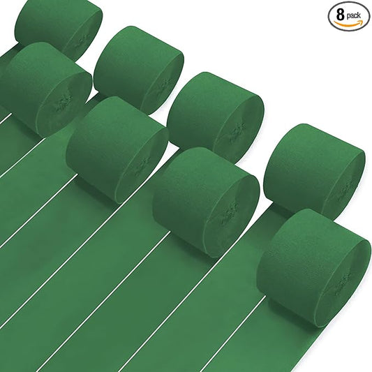 8 Rolls Crepe Paper Streamers, Hunter Green Streamers Party Decorations for Baby Shower Bridal Shower Wedding Jungle Dinosaur Themed Birthday Christmas Decorations
