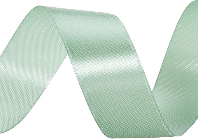 YASEO 1 Inch Sage Green Solid Satin Ribbon, 50 Yards Craft Fabric Ribbon for Gift Wrapping Floral Bouquets Wedding Party Decoration