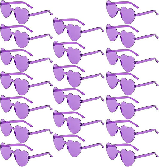 20 Pairs Heart Shaped Sunglasses Bulk, Colorful Rimless Fun Heart Sunglasses for Women Party Favors