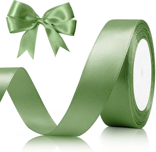 Green Ribbons for Gift Wrapping, 1 Inch 25 Yards Ribbons for Crafts Sage Green Ribbon Emerald Green Ribbon Perfct for Green Bow, Wedding Decor, Floral Bouquets, Baby Shower, Easter, Christmas