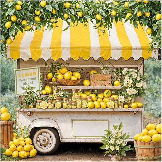 Kate 10x10ft Lemon Shop Backdrops for Photography Fresh Hand Picked Lemon Background Fresh Lemonade Backgrounds Baby Gilrs Portrait Studio Backdrop