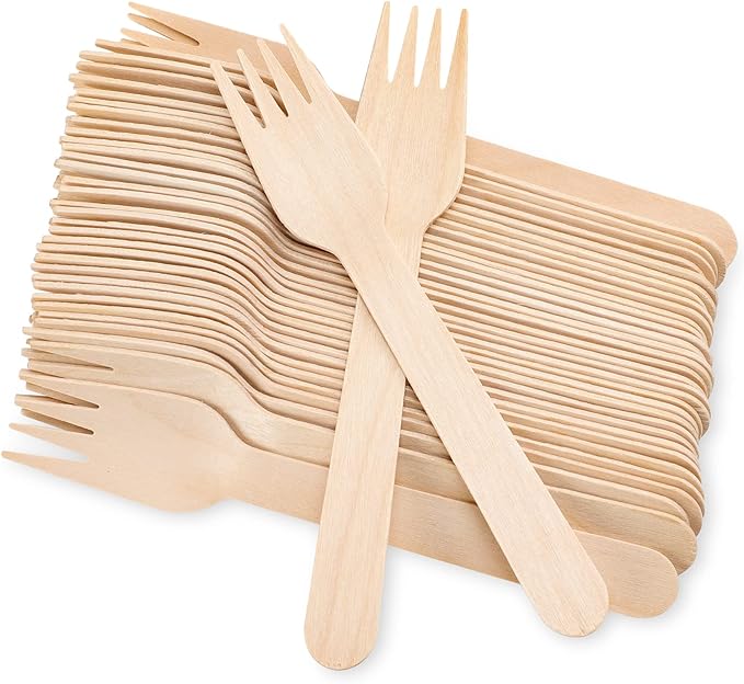 500 Wooden Forks, Disposable Wooden Cutlery Set - Alternative to Plastic, Eco Friendly, Biodegradable, Compostable Cutlery Set - 500 Compostable Forks, Disposable Utensils Set